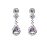 Rhodium Plated Silver Earrings with Chatons and Amethyst Coloured Drop 37.190€ #5006299114716
